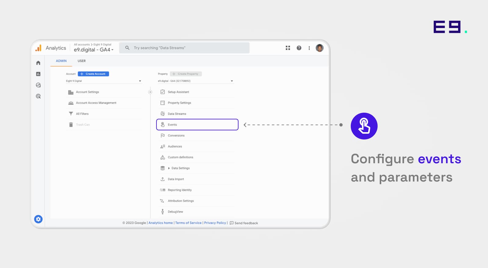 Configure events and parameters